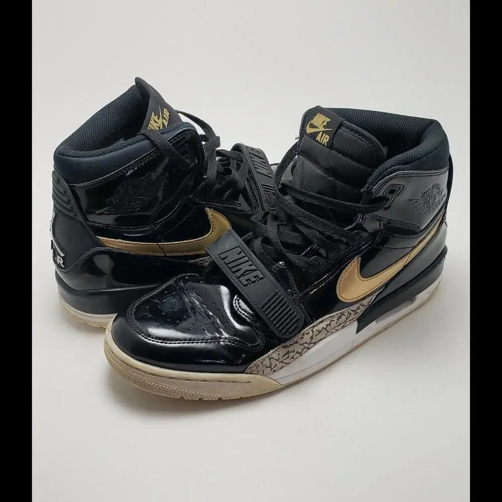 Mens Nike Air Jordan Legacy‎ 312 Black Gold High Tops Shoes Sneakers Size 11